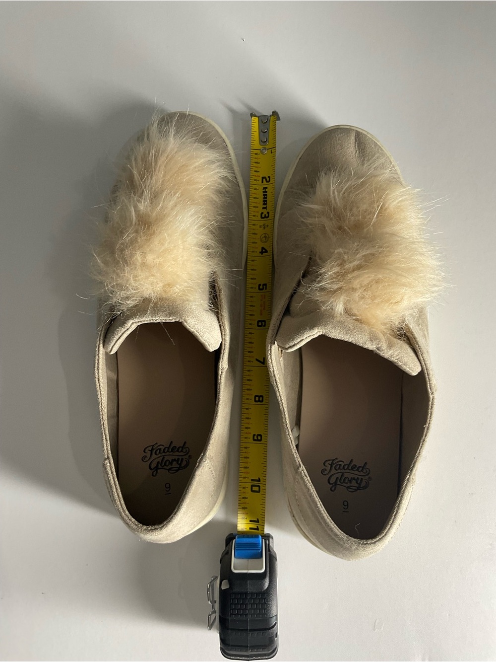 Faded Glory Cream Faux Fur Slip-On Loafers